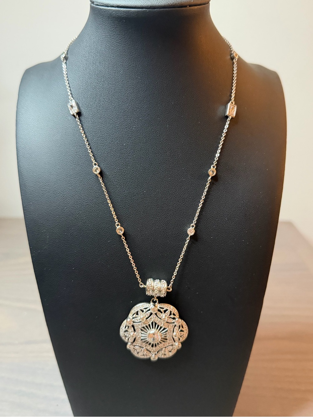 Joseph Esposito Sterling Silver Necklace Art Deco Necklace with Magnetic Clasp